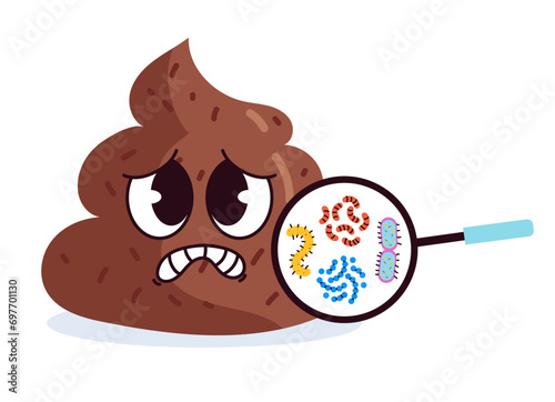 Stool poop test analysis examination health diagnosis concept. Vector flat graphic design illustration