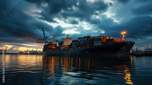 The cargo ship logistics shipping