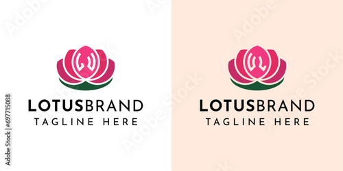 Letter LU and UL Lotus Logo Set, suitable for business related to lotus flowers with LU or UL initials.