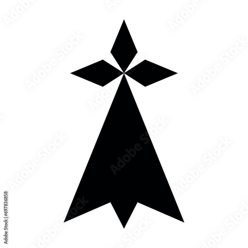 Breton stoat ermine. Black symbol on a white background. Vector illustration 