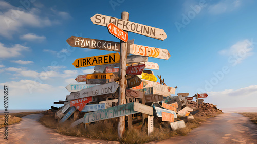  road sign pointing towards diverse destinations