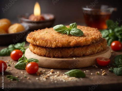 Delicious Cotoletta alla Milanese, breaded veal cutlet, fried to golden perfection, epitomizing simp