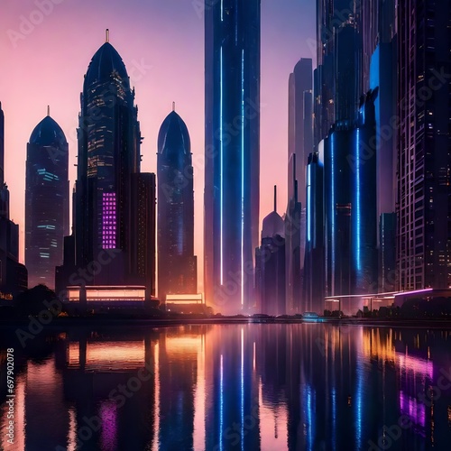 city skyline at sunrise which looks attractive 