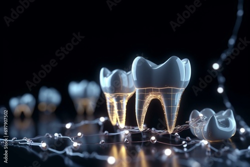 Process of placing dental crowns, according per medical standards. Generative AI