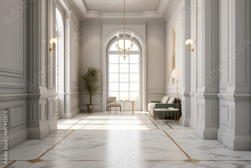 Modern European style home hall corridor renderings