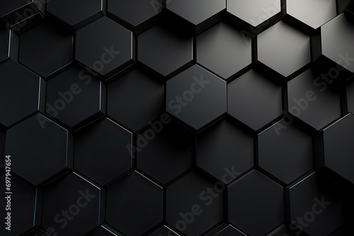 Abstract black background with hexagons.
