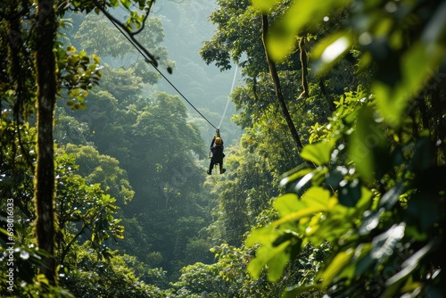 Man Ziplines Through The Rainforests Of Costa Rica