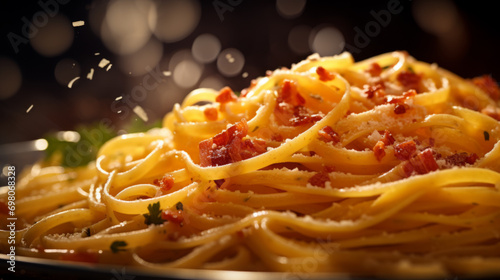 Pasta Carbonara with bacon and Parmesan