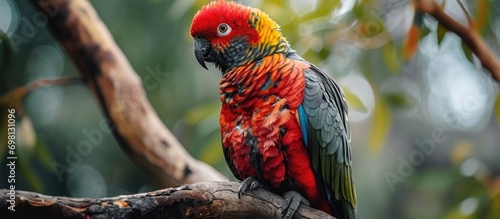 Mulga Parrot from Australia sitting on a branch