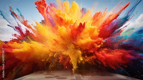 Exploding paint in motion vibrant, Generative ai.