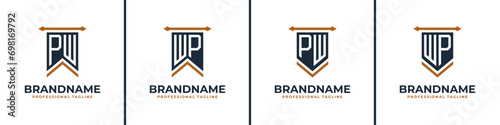 Letter PW and WP Pennant Flag Logo Set, Represent Victory. Suitable for any business with PW or WP initials.