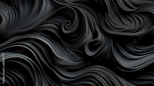 Black gypsum interior seamless background, line wave wall in a retro style