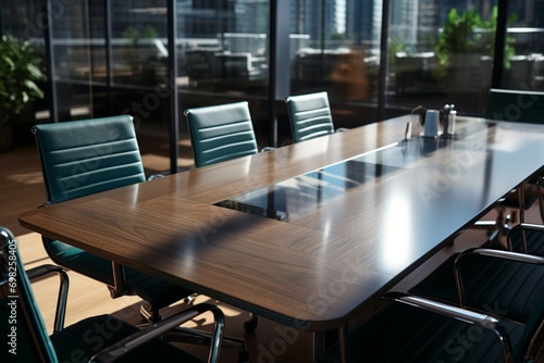 Modern conference room in office, ideal for business negotiations