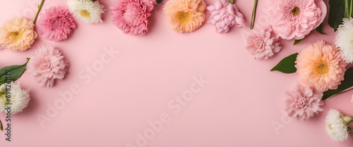 Springtime Elegance: Chic Floral Decor for Fashion and Celebration, Creating an Ideal Composition for Birthday and Wedding Events - Flowers on Pink Background