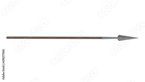 Medieval battle spear isolated on transparent and white background. Knight concept. 3D render