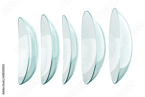 Contact Lenses, side view. 3D rendering isolated on transparent background