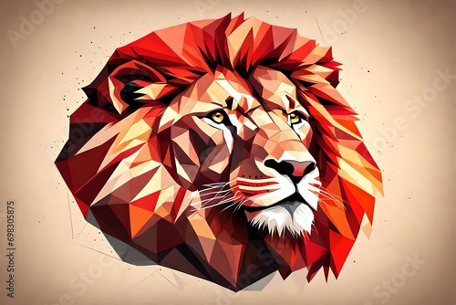 Large male lion, red polygon shape ar