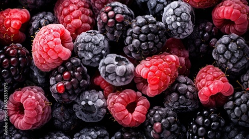 Top view fresh raspberry on the table AI Generative
