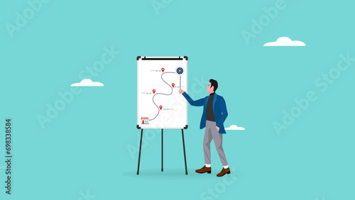 Business people explain franchise business strategies on white board to achieve business targets illustration, franchise business management, business strategy concept illustration