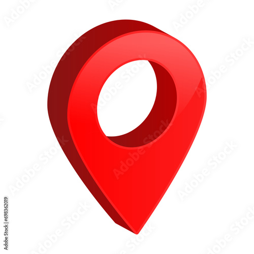 3d location map pointer icon, place pin marker sign - isometric red gps map pointers in red frame, destination symbols in 3d. red location icon 