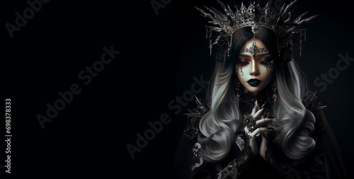 a dark queen on isolated black background, generative ai
