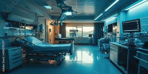 recovery ICU intensive care unit room ward with life support at hospital medical care emergency, biometrics