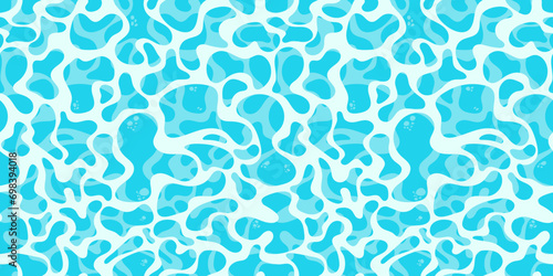 water surface seamless pattern, rippled water reflections, pool backdrop, flat cartoon sea background style, water surface beach or pool party texture, vector illustration