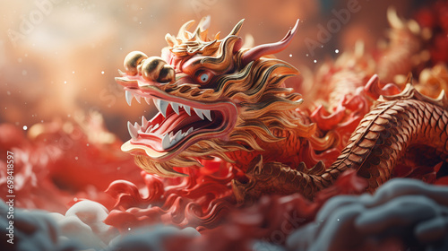 happy chinese new year background. year of 2024. Dragon concept. Generative AI