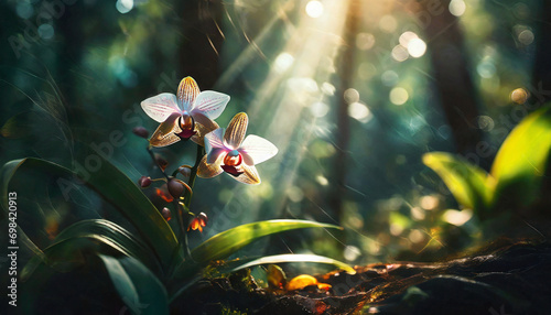 Storczyk, orchidea, piękny egzotyczny kwiat, tło, dekoracja ścienna, generative ai