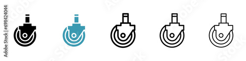Swivel caster vector icon set. Furniture chair wheel vector illustration. Trolley rubber wheel sign for Ui designs.