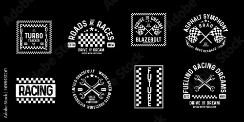 Motorcycle racing badges club emblems tshirt design Retro Racing Typography Graphics