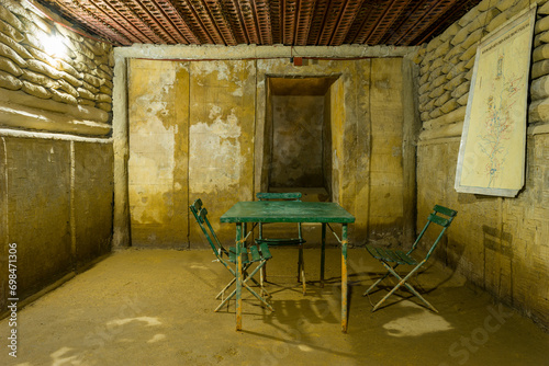 General de Castrie s French command post, Asia, Vietnam, Tonkin, Dien Bien Phu, in summer on a sunny day.