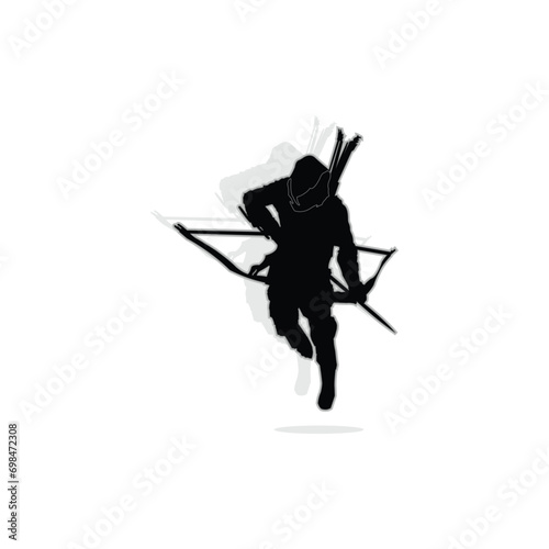 vector illustration of mysterious archer knight silhouette