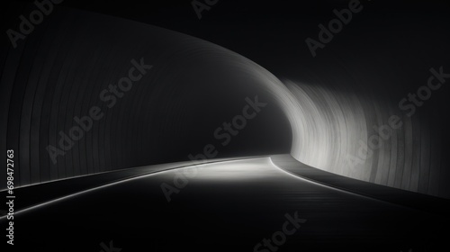  a black and white photo of a tunnel with a light at the end of the tunnel and the light at the end of the tunnel.