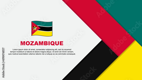 Mozambique Flag Abstract Background Design Template. Mozambique Independence Day Banner Cartoon Vector Illustration. Mozambique Cartoon