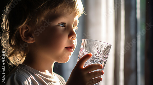 children drink clean water in nature. selective focus Generative AI,
