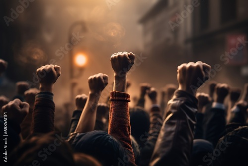 People raising their fists up in the air, Generative Ai