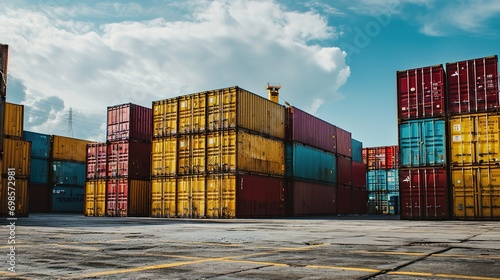 Stacked cargo containers in port