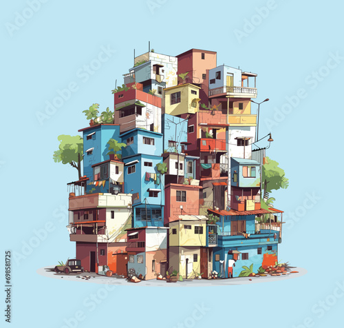 Slum area. A concept illustration of low income people's residential area 
