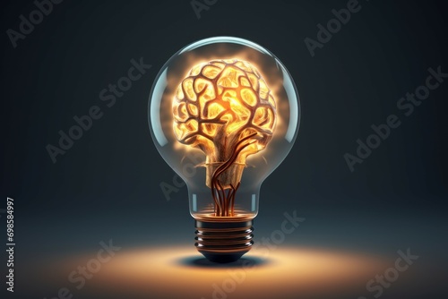 Resourceful Lightbulb brain creative. Think power energy. Generate Ai