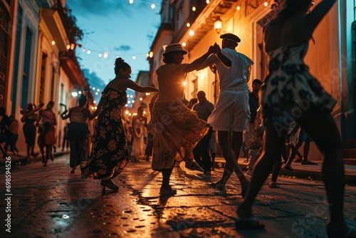 Street Salsa Fiesta: In the heart of Havana, a group of salsa dancers transforms the colorful streets into a lively celebration, captivating passersby with infectious rhythms and a truly festive atmos