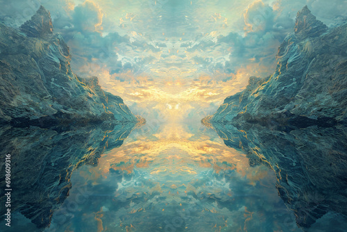 Mirror Realms - A surreal depiction of mirrors reflecting not the physical world, but alternate realities, creating a mind-bending tapestry of infinite possibilities