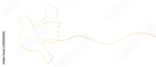 dove line art gold illustration