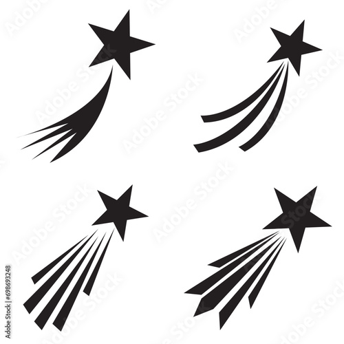 Shooting stars icon vector set. Comet tail or star trail illustration sign collection. Shooting stars vector. EPS 10