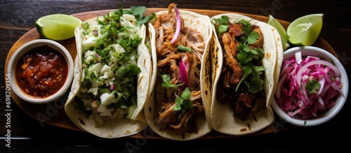 Mexican barbacoa, carnitas, and chicken tacos that are genuine.