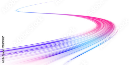 Light trail wave, fire path trace line, car lights, optic fiber and incandescence curve twirl. Racing cars dynamic flash effects city road with long exposure. Vector PNG. 