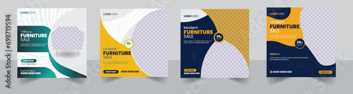 creative shapes furniture sale banner social media post design template bundle
