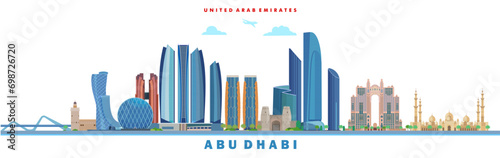 abu dhabi landmarks united arab emirates vector illustration city