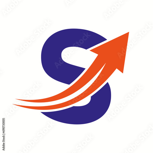 Financial Logo On Letter S Concept With Growth Arrow Icon
