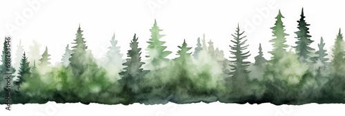 Alder Tree Line on White Background AI Generated